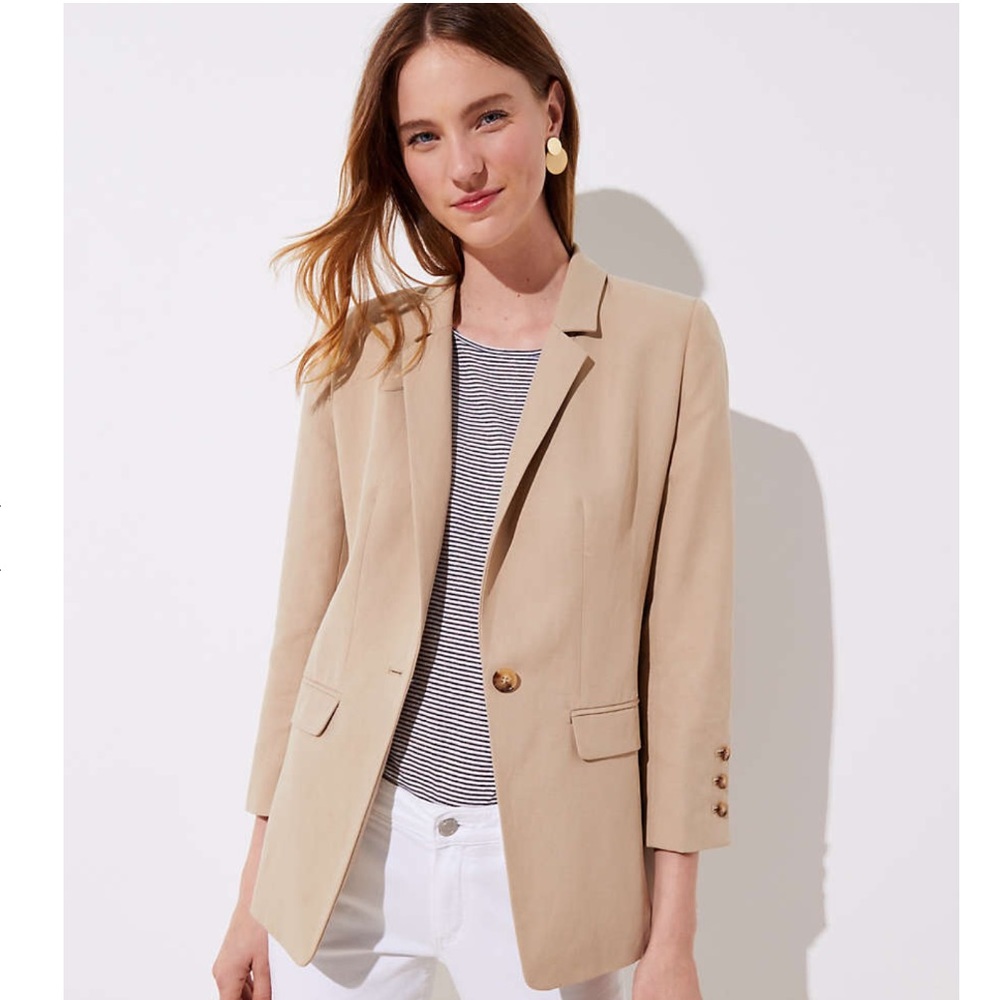 •LOFT• Natural Tan 3/4 Sleeve Blazer